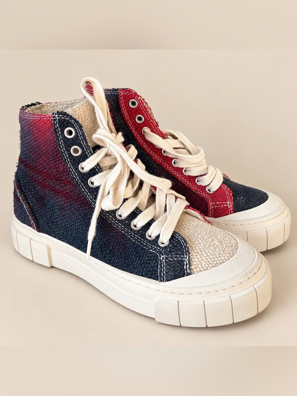 STREETWEAR GORPCORE Good News Juice Ombre Red High Top Canvas Sneaker 7.5
